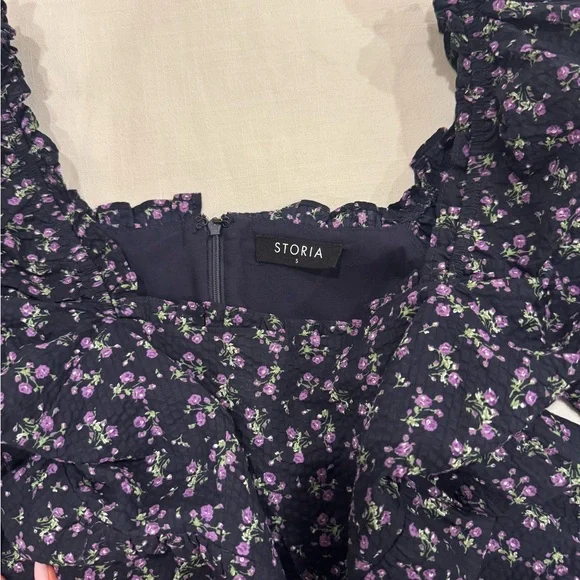 Storia Navy and Purple Floral Casual Dress - Picture 2 of 4
